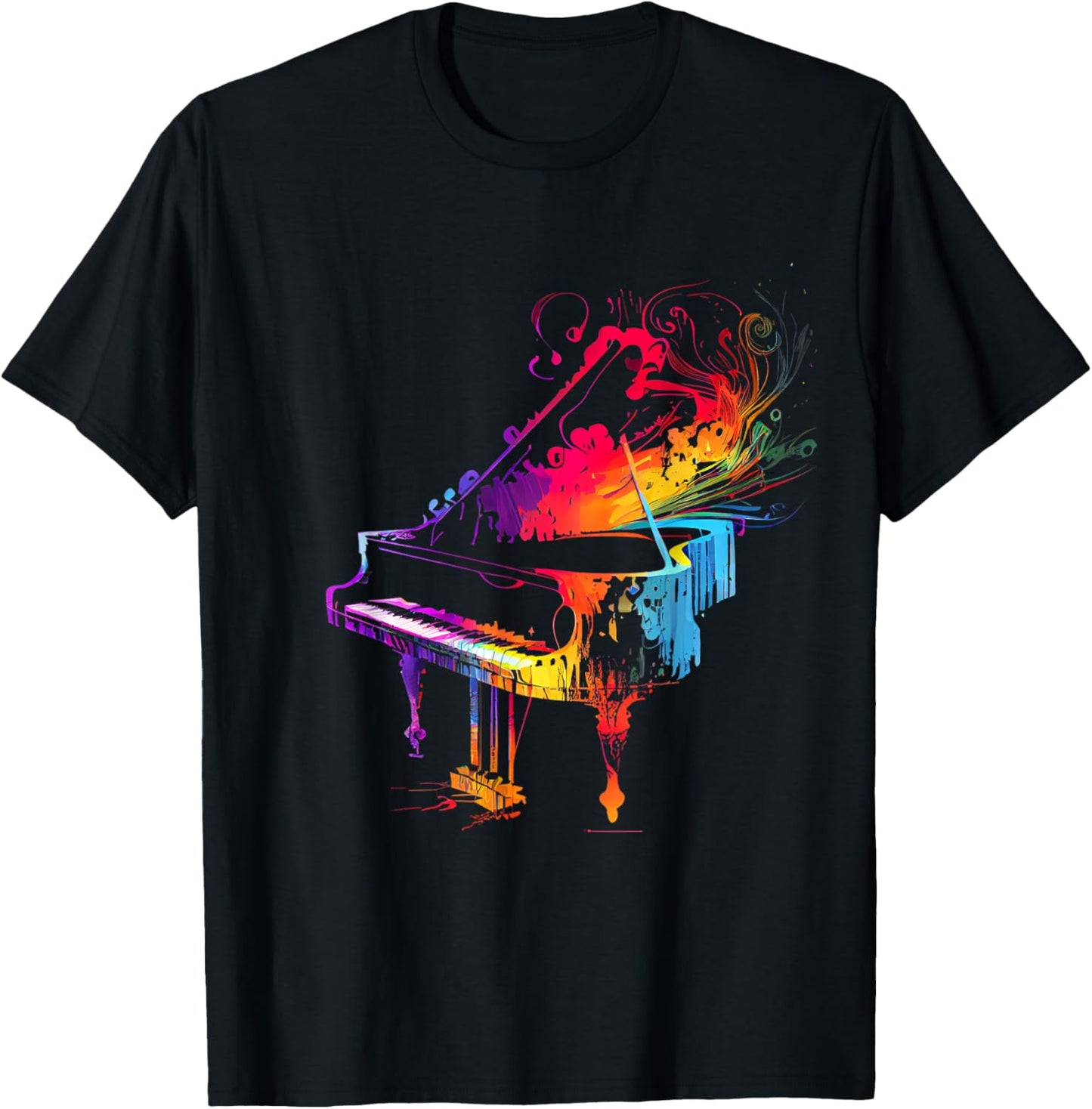 Piano Musician Piano Player Gifts & Designs -Adults, -Kids Black Small Colorful Modern Lace T-Shirt - T-Shirt | Black