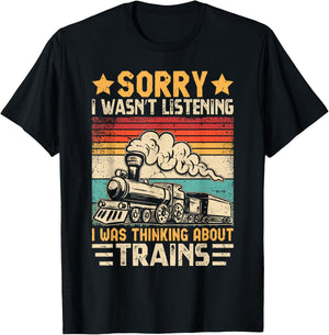 Retro Train Lover Model Railroad Conductor Funny Train , Small, Black T-Shirt - T-Shirt | Black