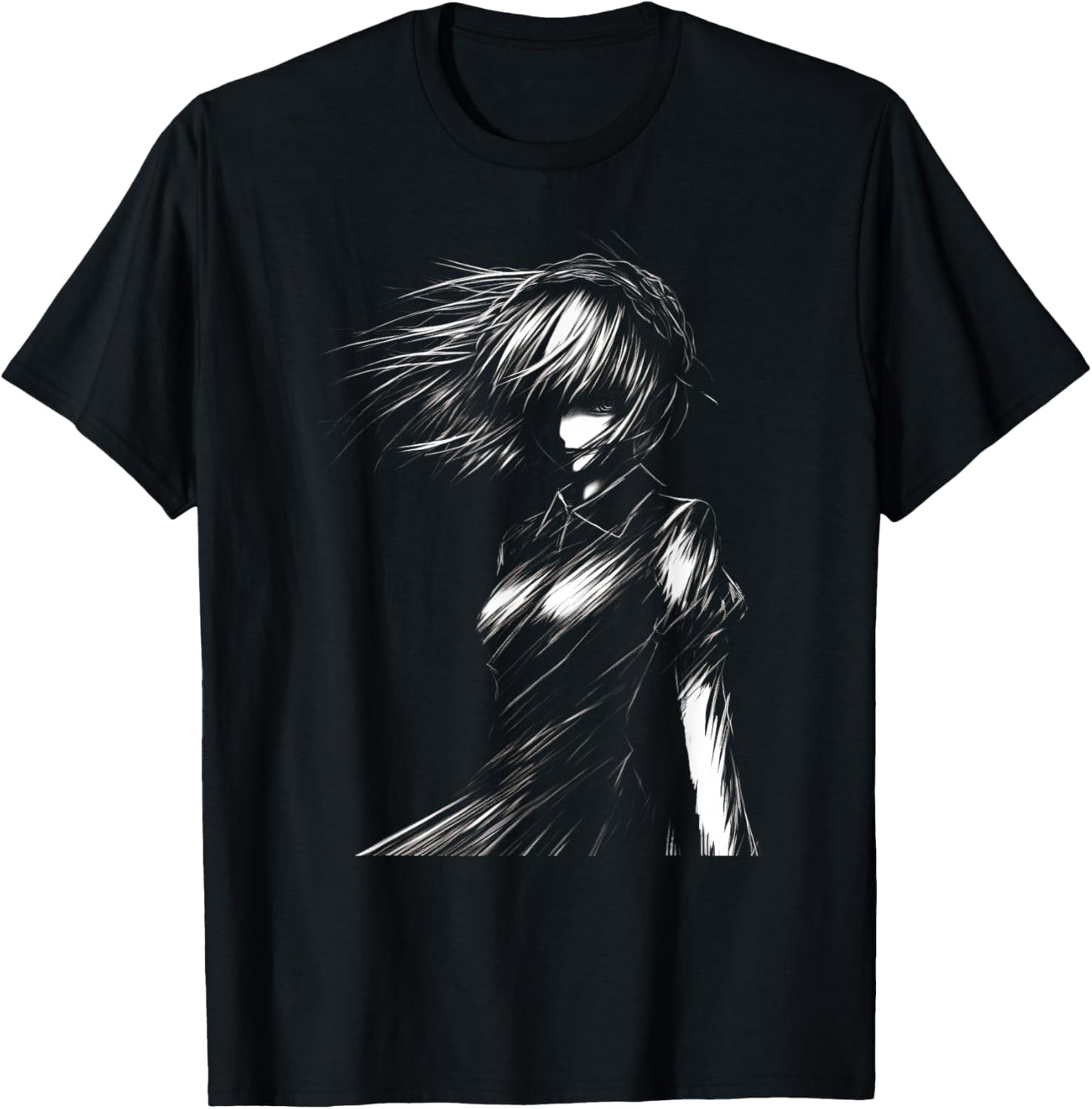 Anime and Sketching Manga Girl with a Cat Anime Lover T-Shirt - T-Shirt | Black