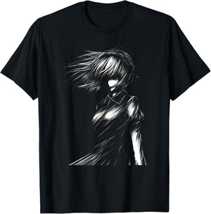 Anime and Sketching Manga Girl with a Cat Anime Lover T-Shirt - T-Shirt | Black