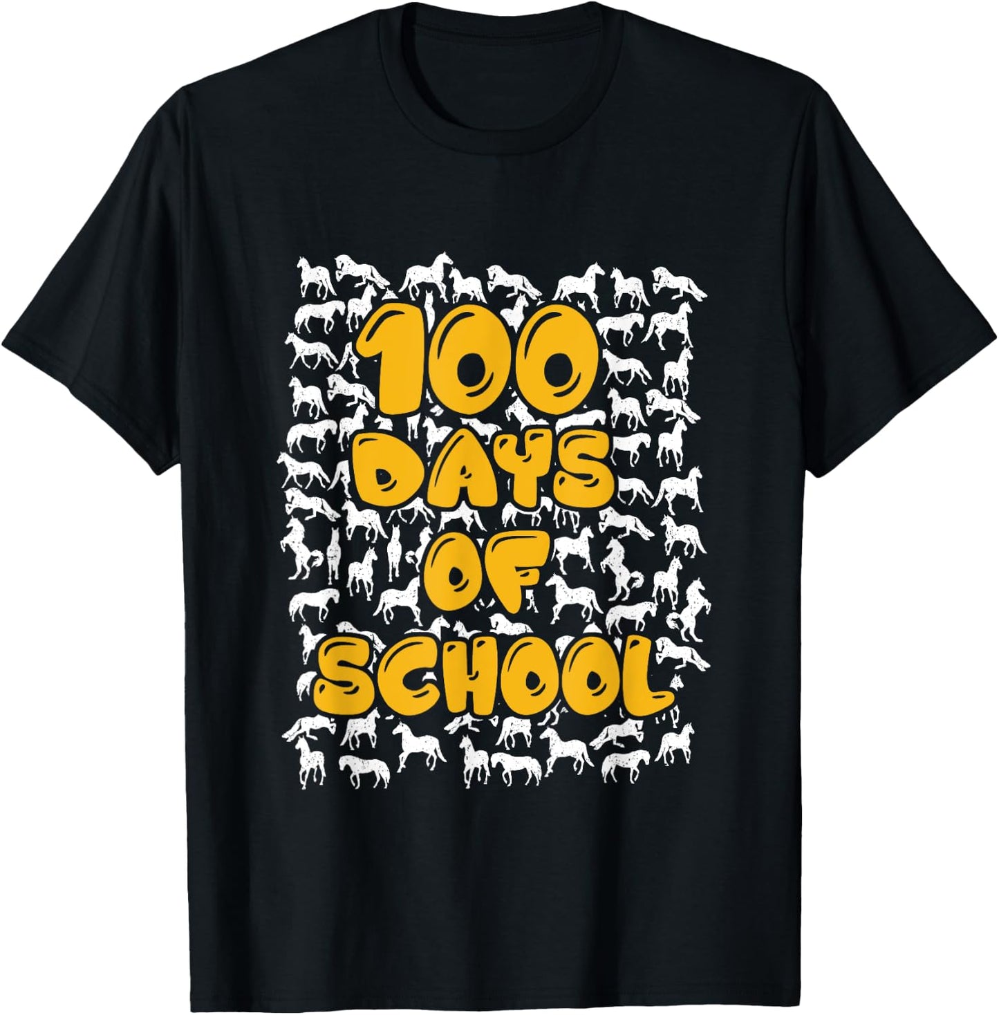 100 Days of School horse mustang mascot T-Shirt - T-Shirt | Black