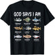 God Says I Am Christian Boys Girls Kids Fishing Fish Graphic T-Shirt - T-Shirt | Black
