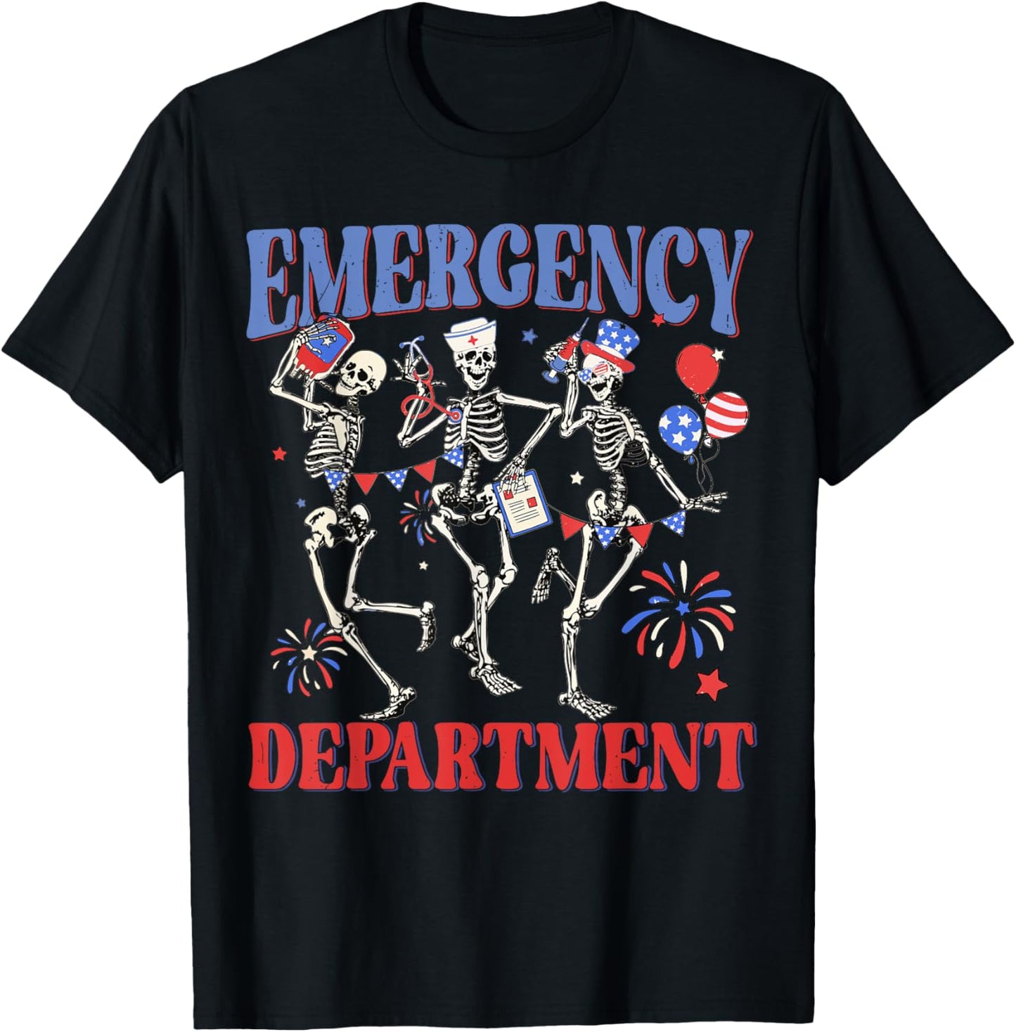 Emergency Department 4th Of July ER Nurse Independence Day T-Shirt - T-Shirt | Black