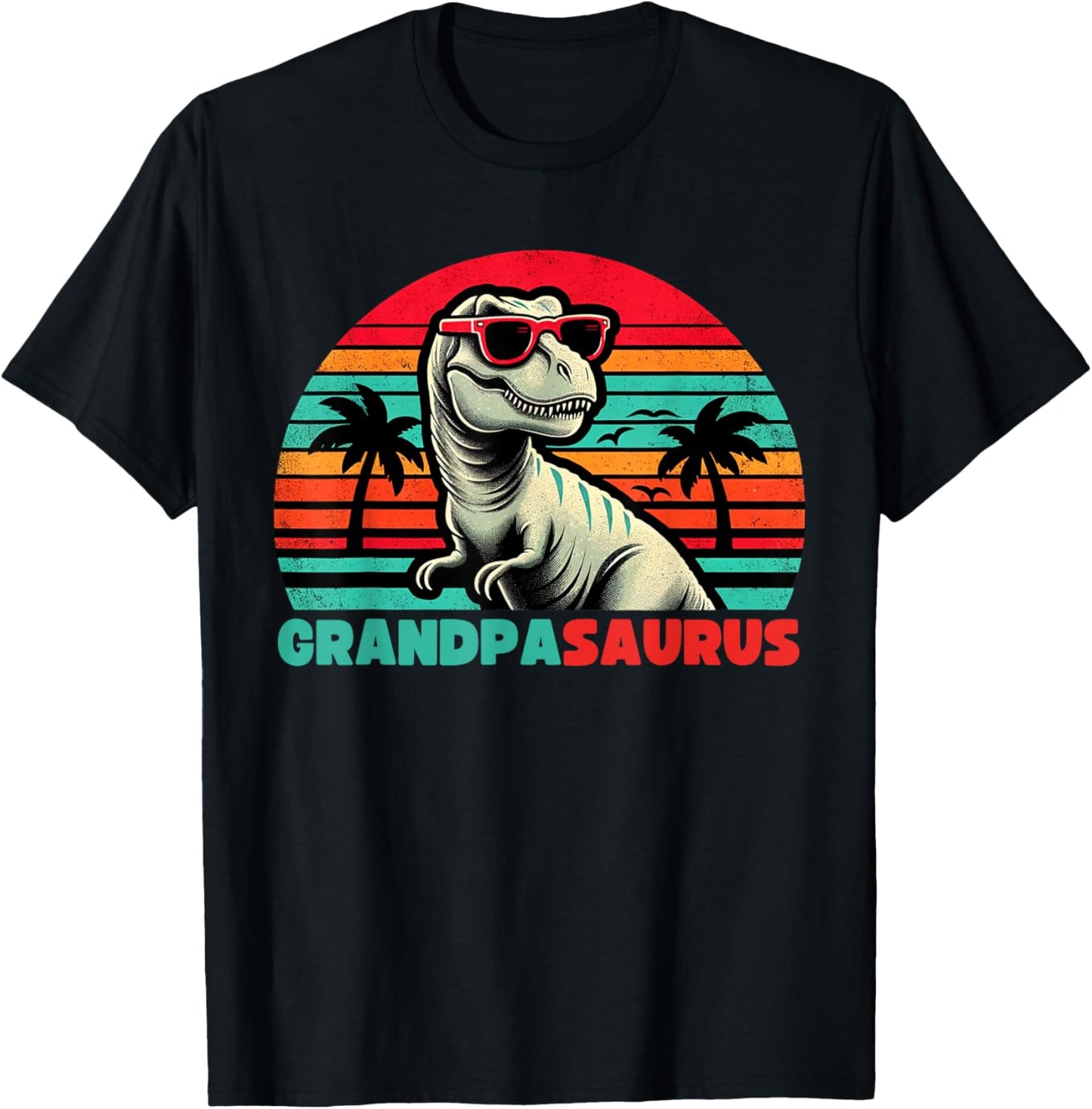 Grandpasaurus Funny T Rex Grandpa Saurus Dinosaur Family T-Shirt - T-Shirt | Black