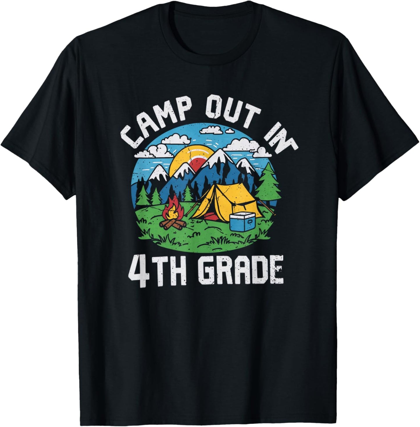 Camp out In 4th Grade Funny Camping Lovers Back to School T-Shirt - T-Shirt | Black
