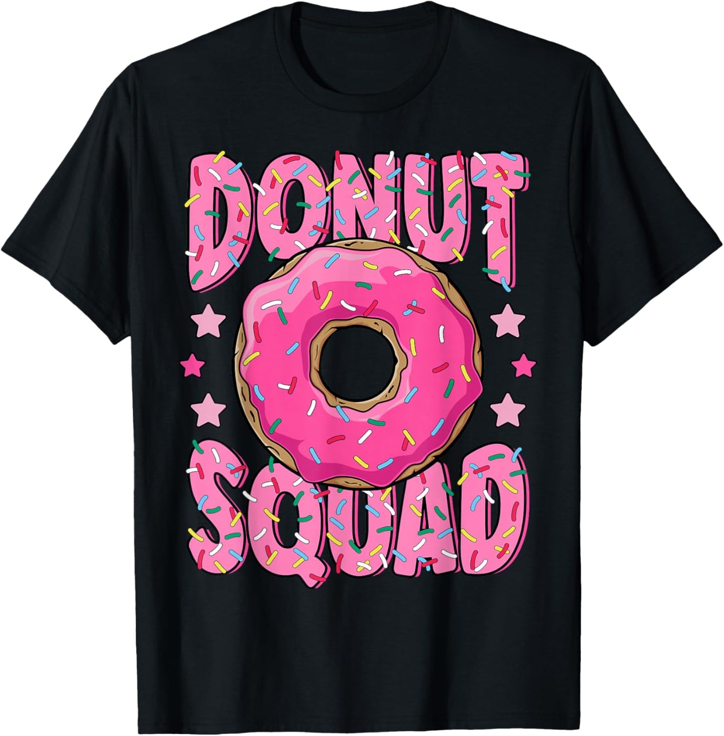 Pink Donut Squad Sprinkles Donut Lover Matching Donut Party T-Shirt - T-Shirt | Black