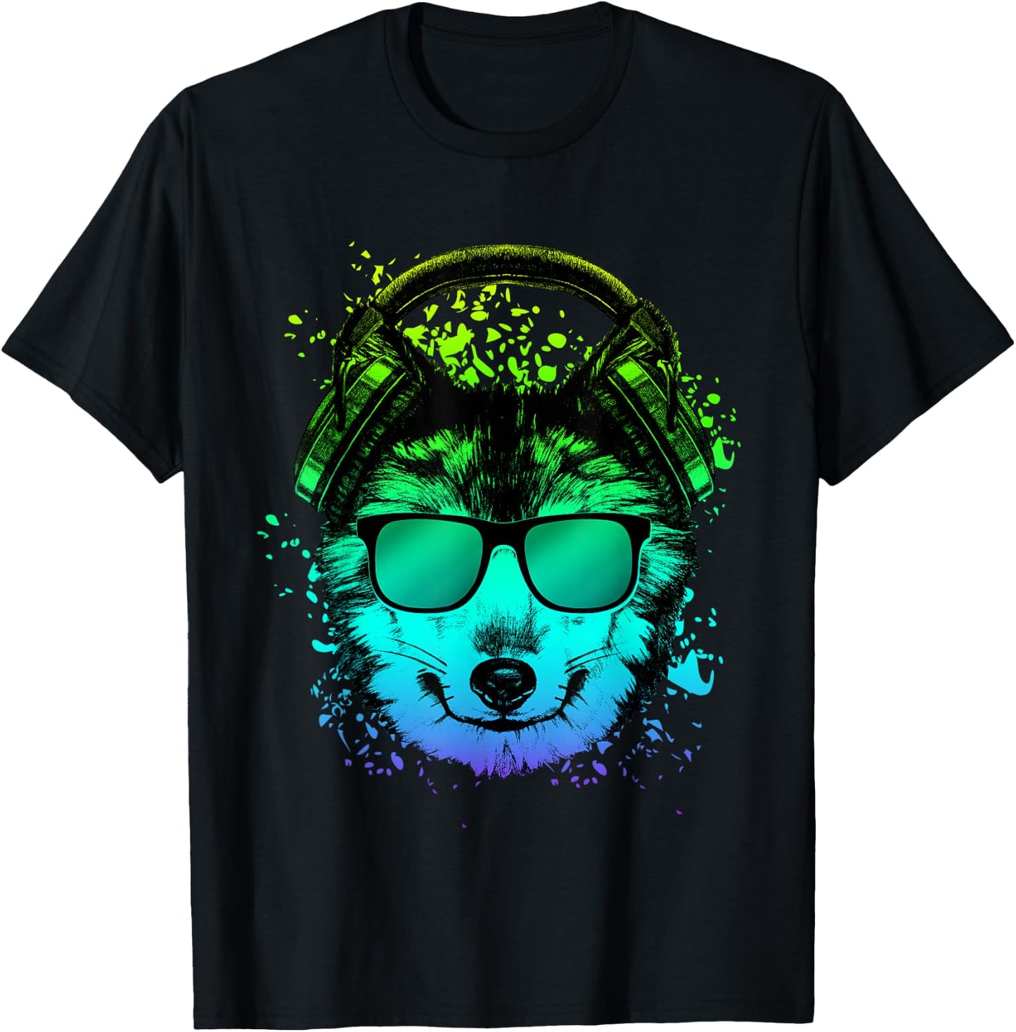 Trippy DJ Shirt EDM Techno House Wolves | Psychedelic Wolf T-Shirt - T-Shirt | Black