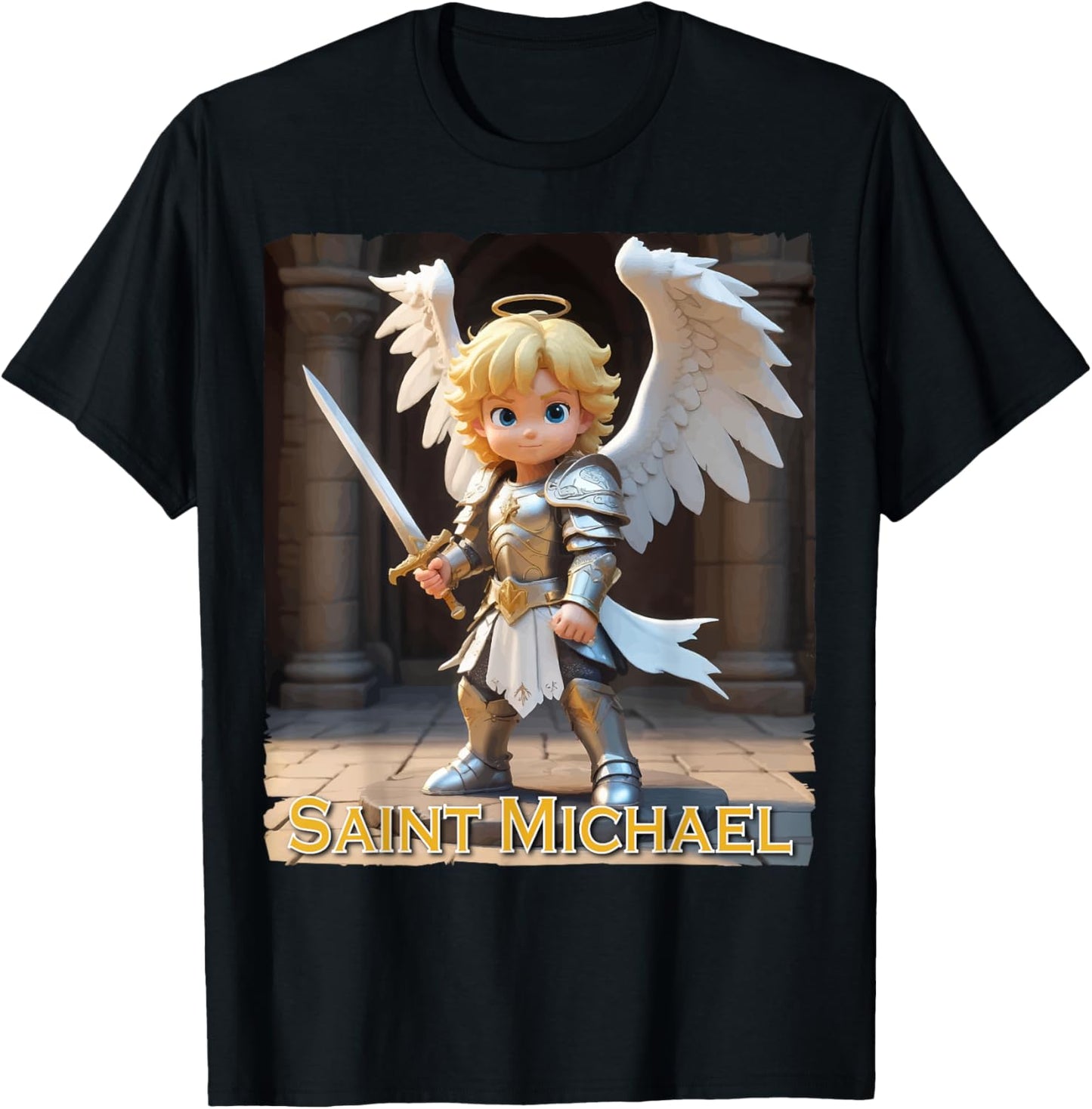 Saint Michael the Archangel for Kids Catholic Boys Cute T-Shirt - T-Shirt | Black