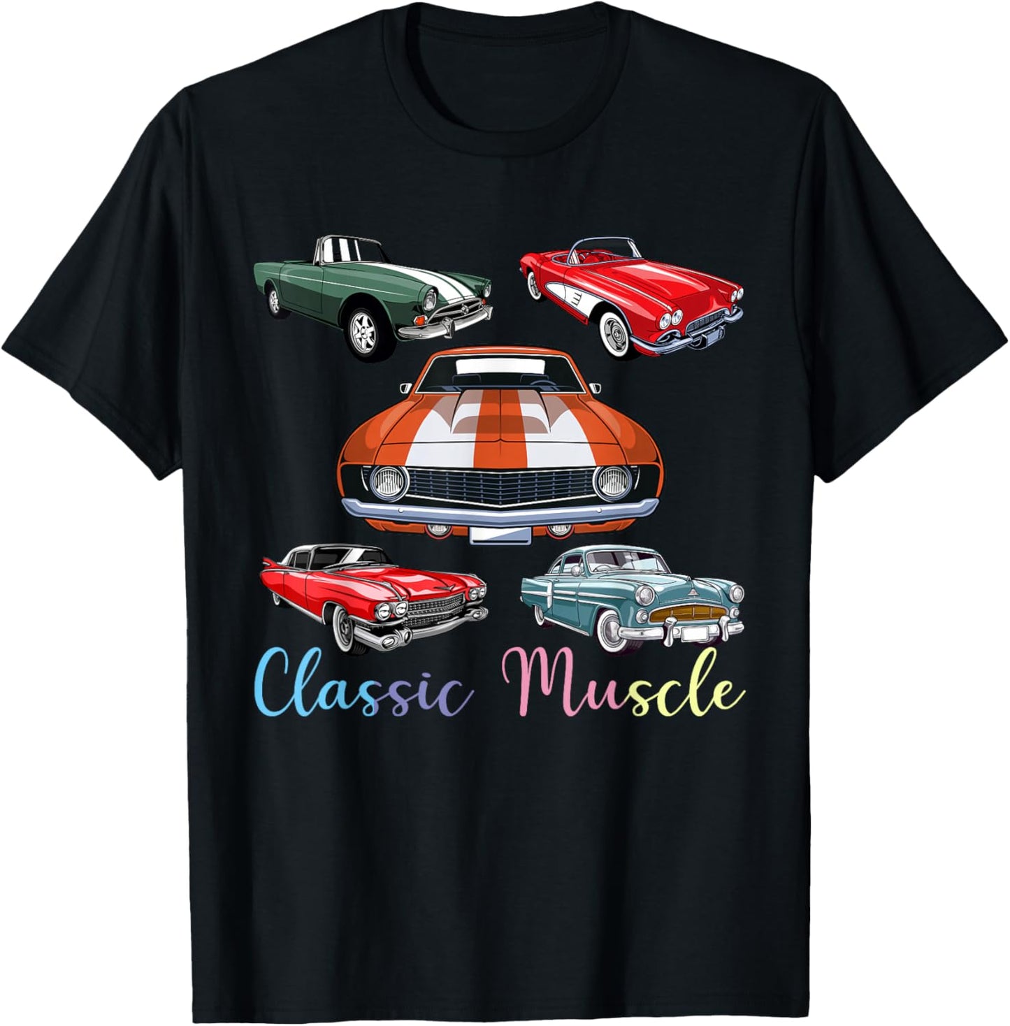 Funny Classic Car America Novelty Muscle Cars T-Shirt - T-Shirt | Black