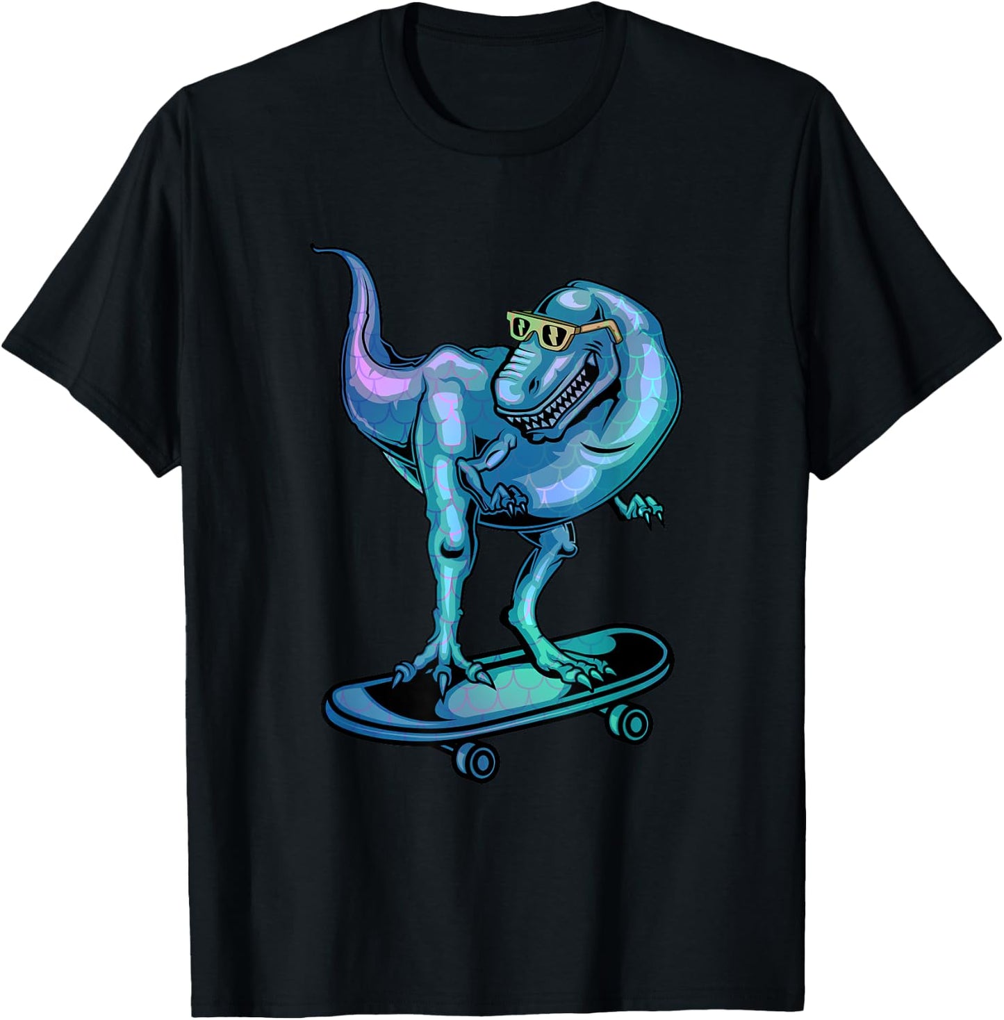 Dinosaur on Skateboard Skateboarding Dinosaur Gear T-Shirt - T-Shirt | Black