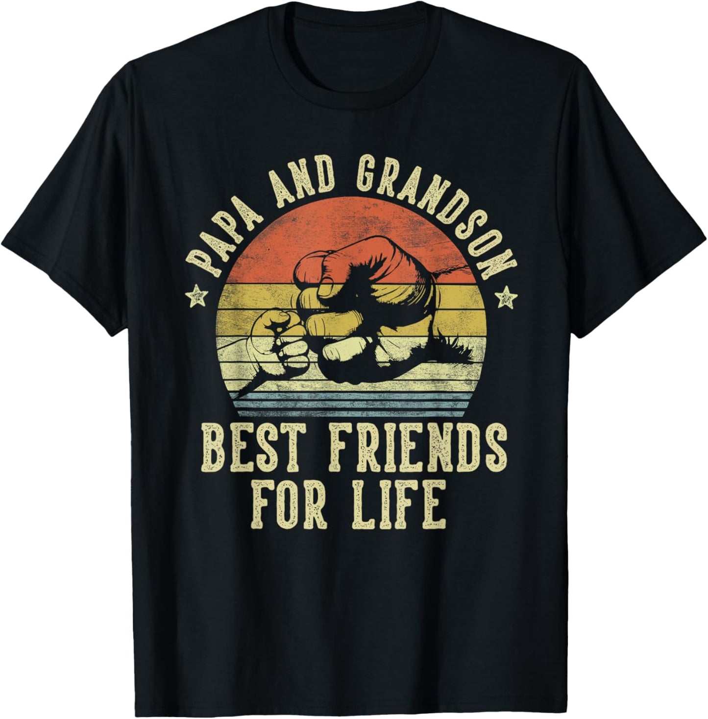 Papa and Grandson Best Friends for Life Funny Papa , Small, Black T-Shirt - T-Shirt | Black