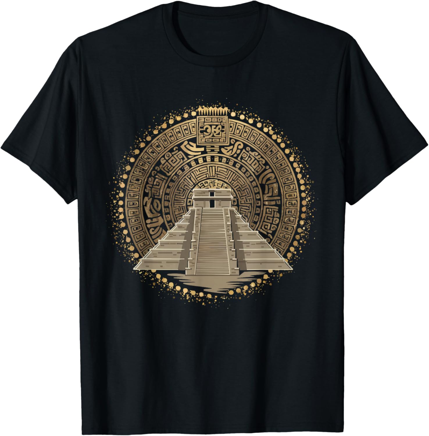 Aztec Calendar Mayan Indigenous Mexican Aztec Jaguar T-Shirt - T-Shirt | Black