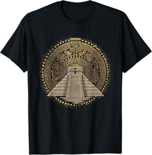 Aztec Calendar Mayan Indigenous Mexican Aztec Jaguar T-Shirt - T-Shirt | Black
