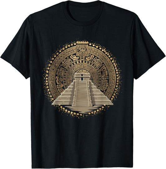 Aztec Calendar Mayan Indigenous Mexican Aztec Jaguar T-Shirt - T-Shirt | Black