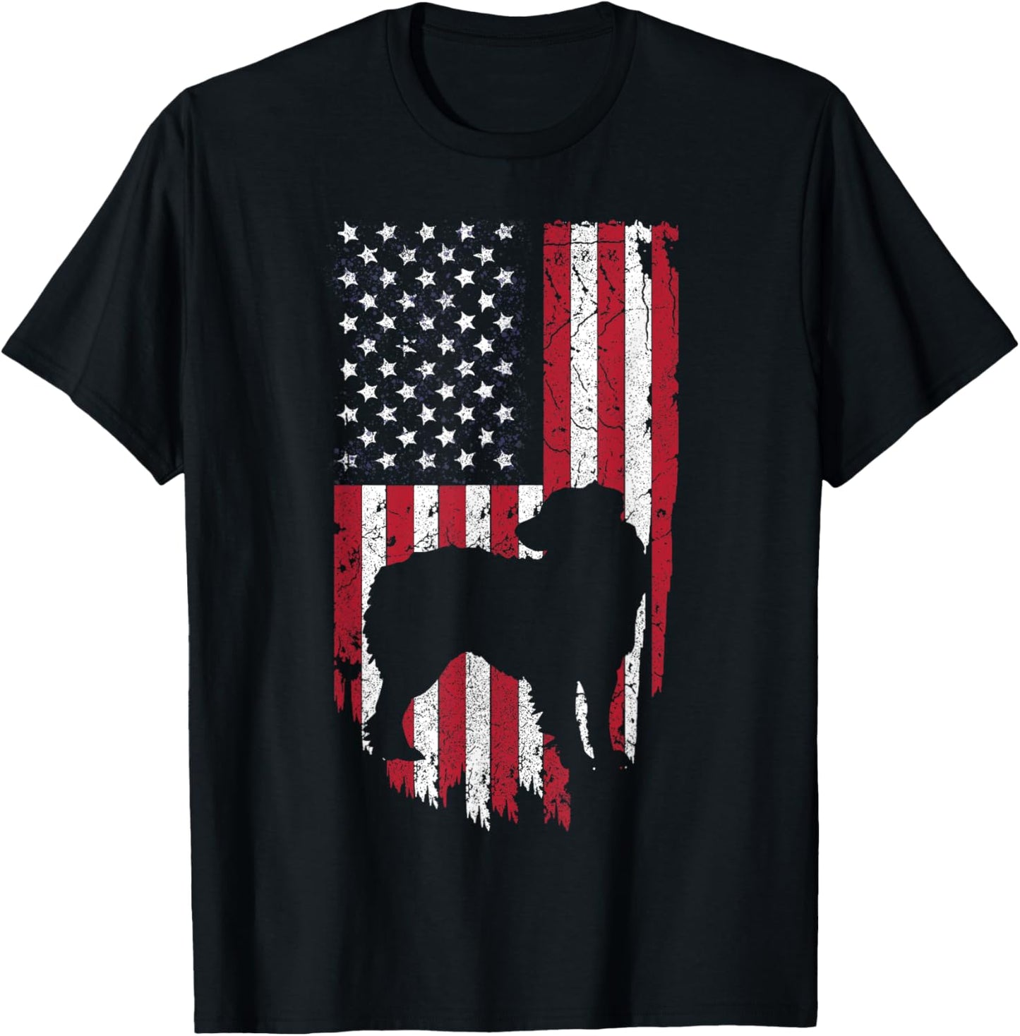 Australian Shepherd Dog Mom Dad Shirts, 4th Of July USA Flag Women Kids Men T-Shirt - T-Shirt | Black
