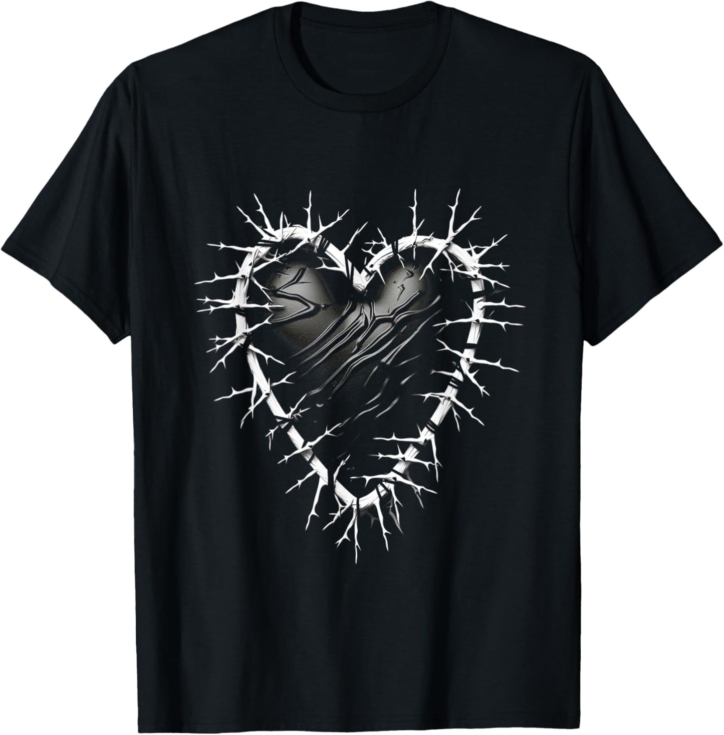 Barbed Wire Heart barbwire gothic grunge aesthetic T-Shirt - T-Shirt | Black