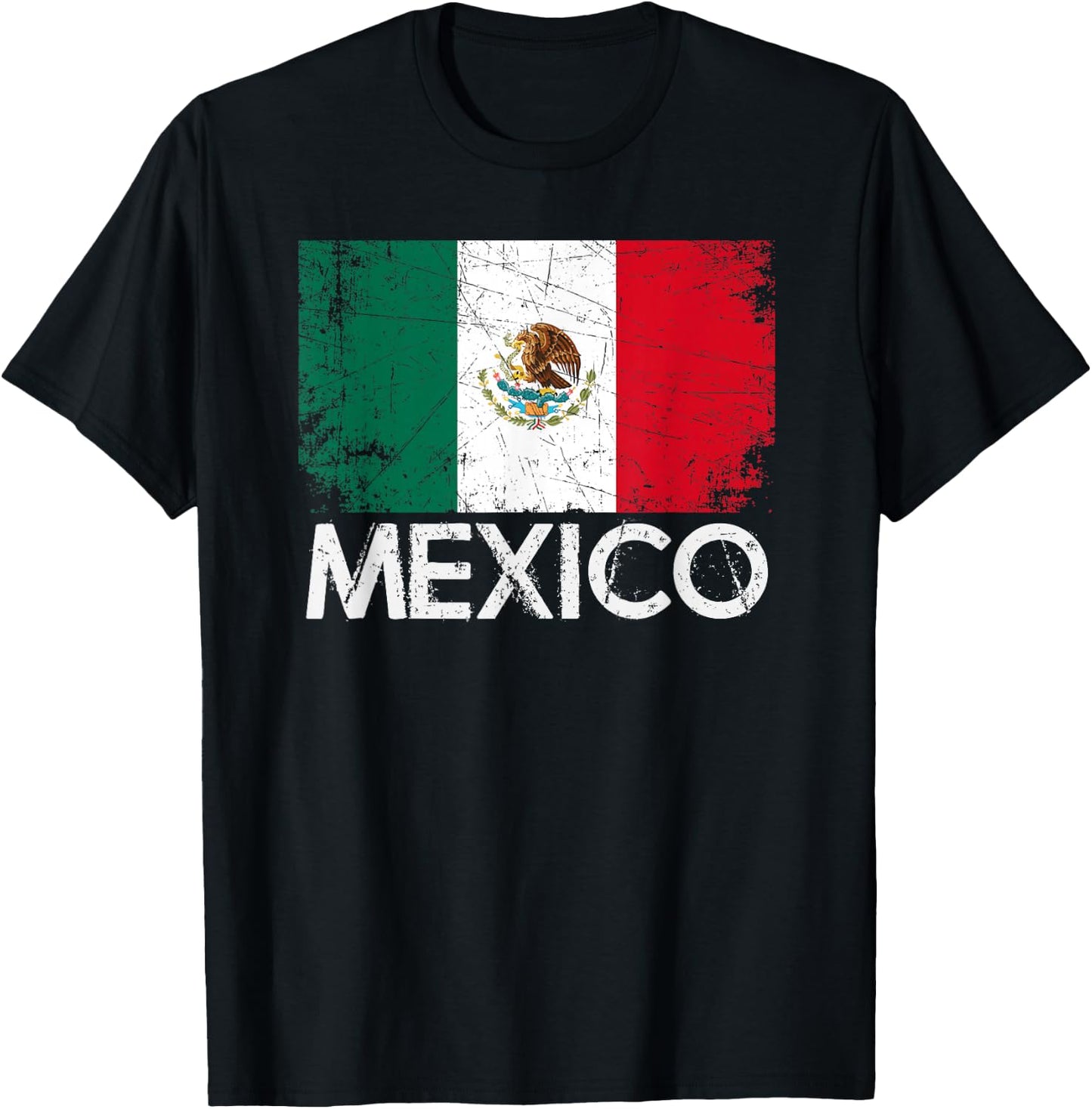 Mexican Flag | Vintage Made in Mexico Gift T-Shirt - T-Shirt | Black