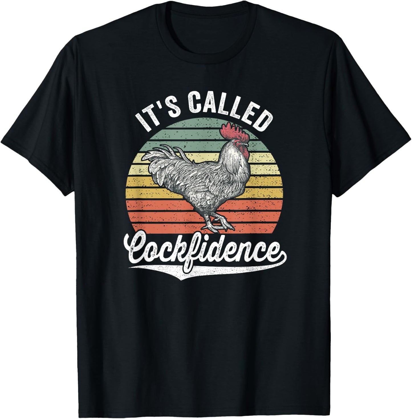 Retro Alpha Fighting Rooster Its Called Cockfidence Cocky T-Shirt - T-Shirt | Black