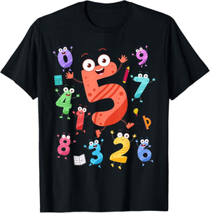Maths Day Number Costume With Number 5 Idea For Kids Number T-Shirt - T-Shirt | Black