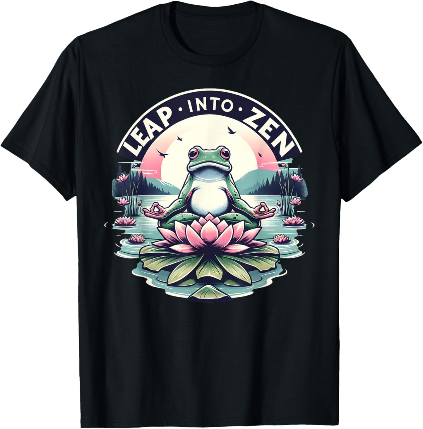 Meditative Frog Lotus Pose Yoga Zen Peaceful Mind T-Shirt - T-Shirt | Black