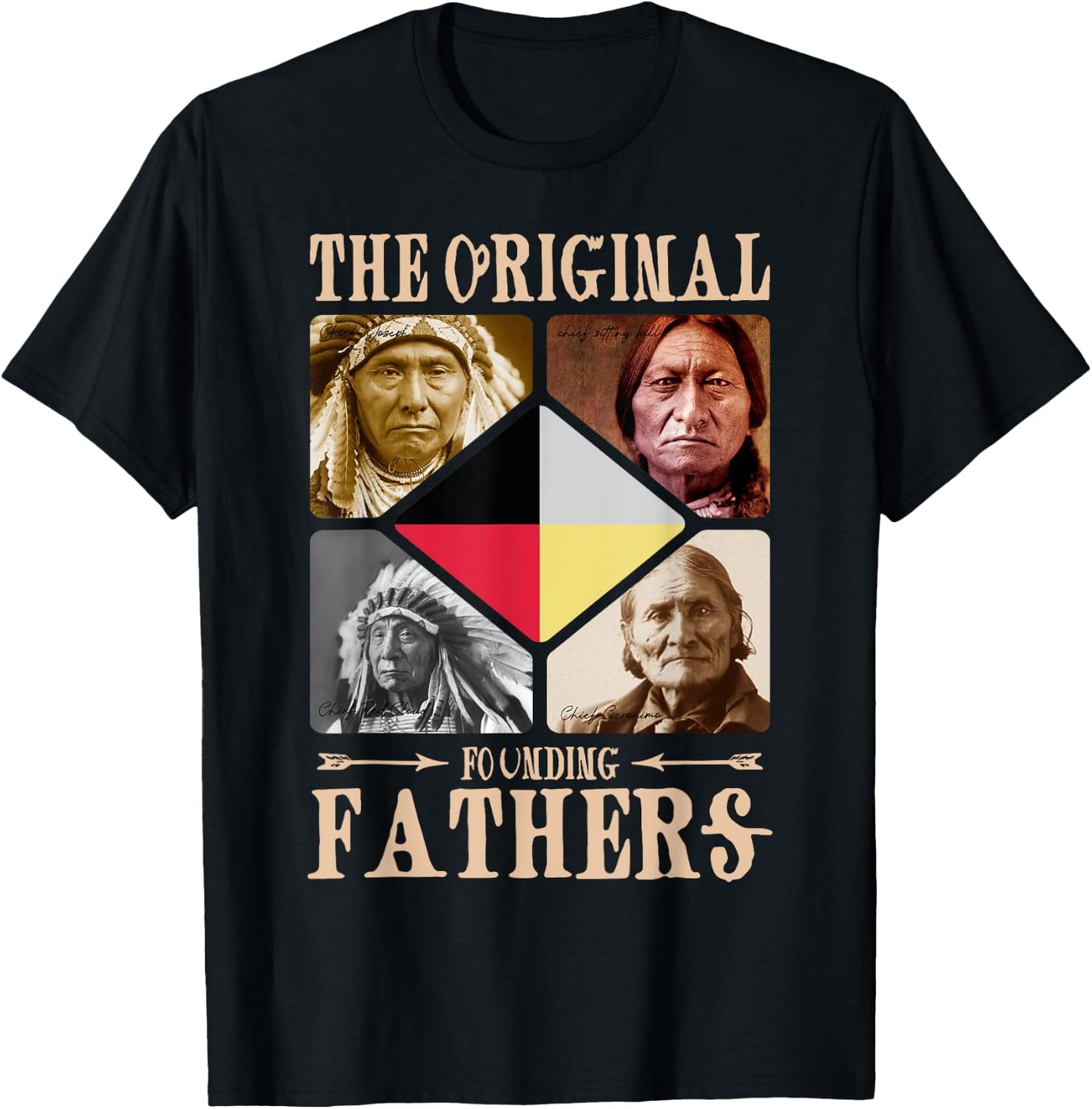 Original Founding Fathers Native American retro Tribe Pride T-Shirt - T-Shirt | Black