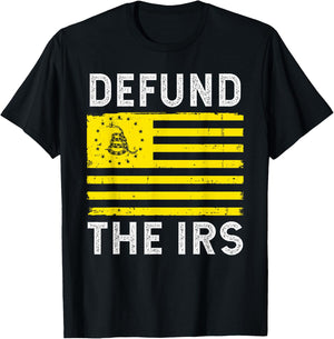 Defund The IRS Gadsden Flag Anti Government Tax Return T-Shirt - T-Shirt | Black