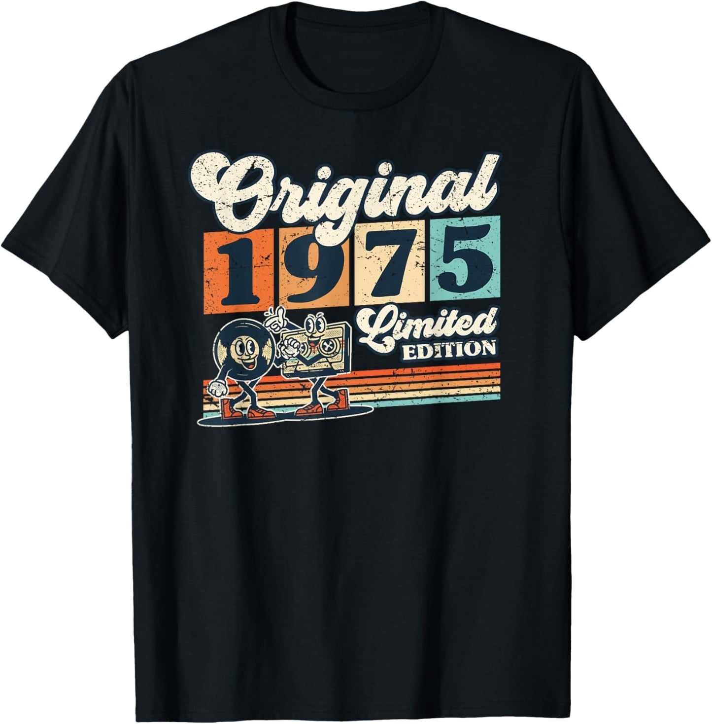 1975 Vintage Geburtstag Retro Vintage Männer Frauen Geschenk T-Shirt - T-Shirt | Black