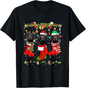 Black Lab Labrador Christmas Socks Funny Xmas Pajama Dog T-Shirt - T-Shirt | Black