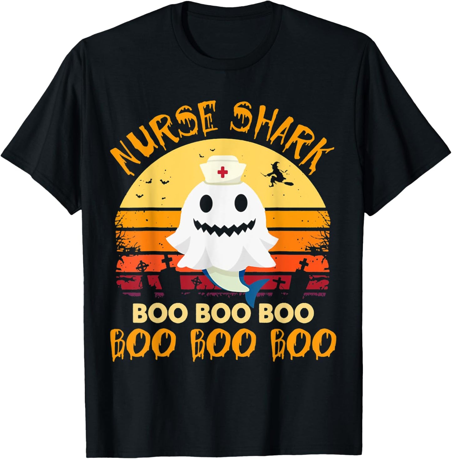 Nurse Shark Costume Boo Nurse Halloween Boo Boo Boo Shirt T-Shirt - T-Shirt | Black