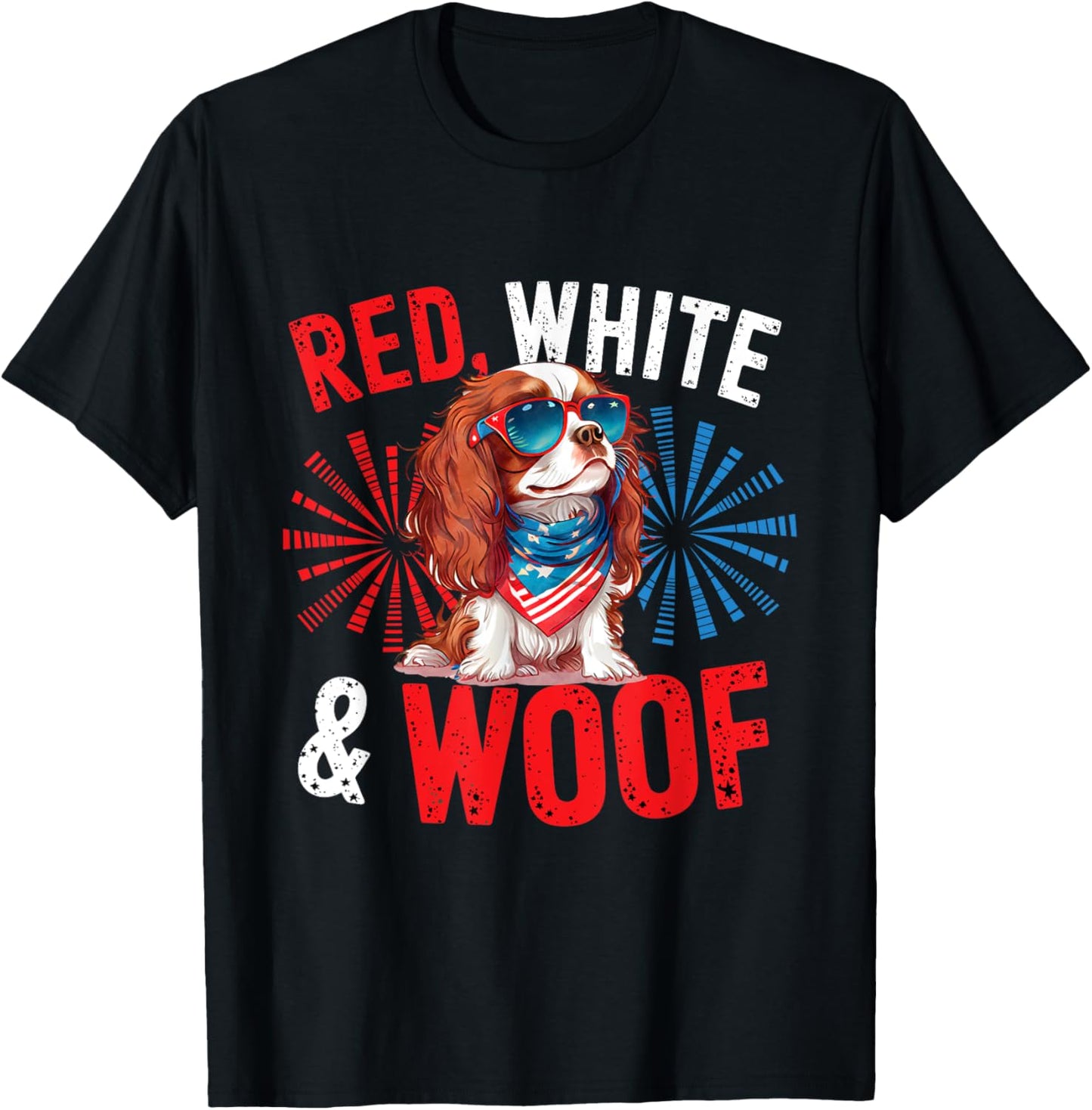Cavalier King Charles Spaniel dog mom Patriotic Merica T-Shirt - T-Shirt | Black