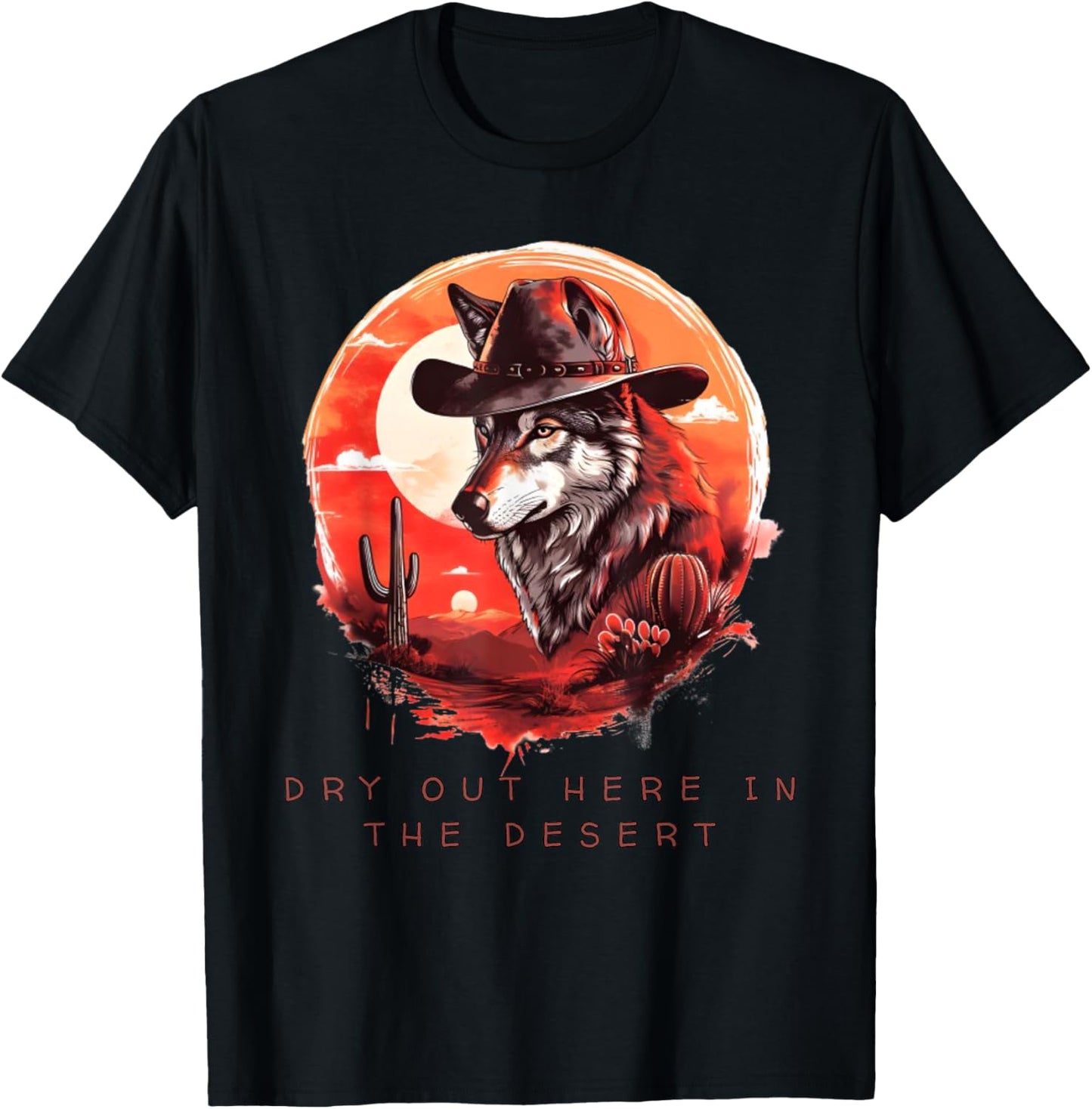Majestic Desert Wolf - Cowboy Wolf T-Shirt - T-Shirt | Black