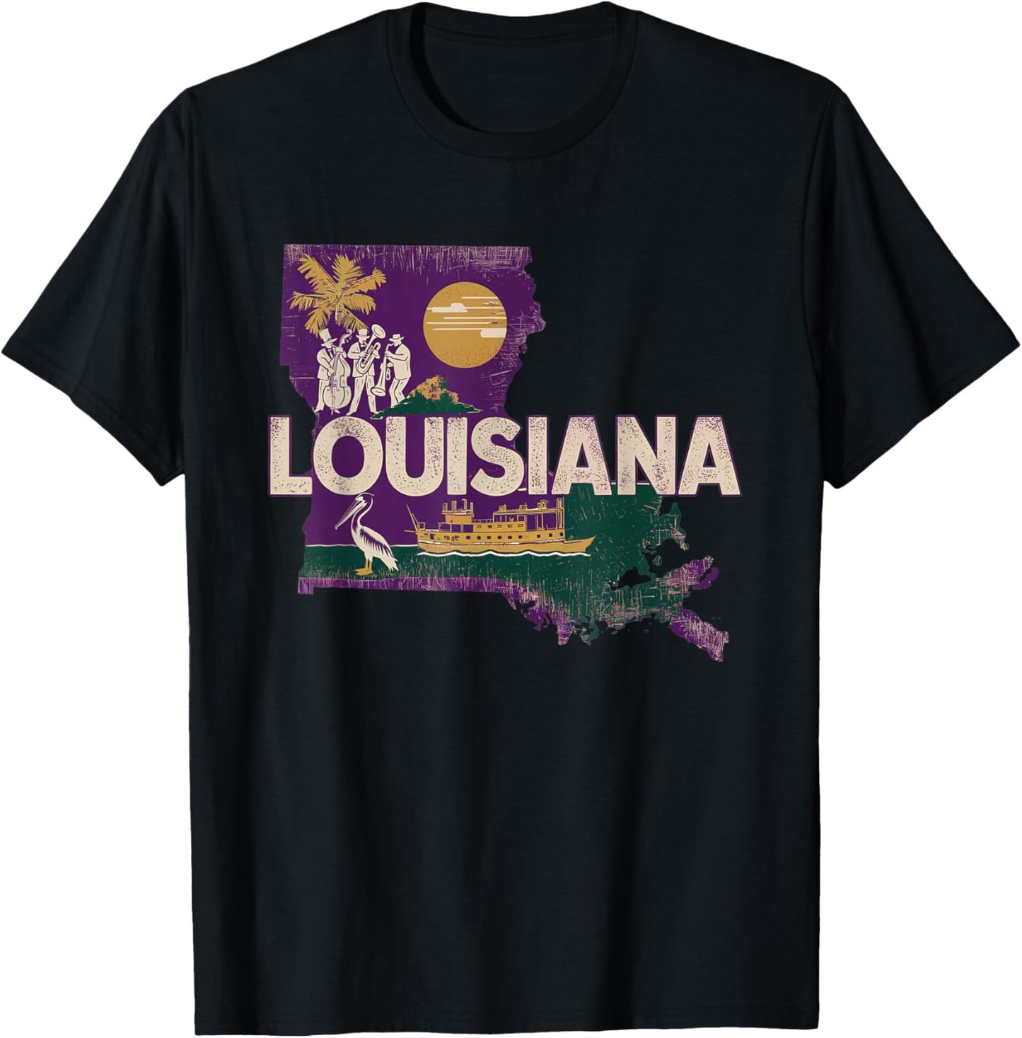 Louisiana State of Louisiana Retro Louisiana T-Shirt - T-Shirt | Black