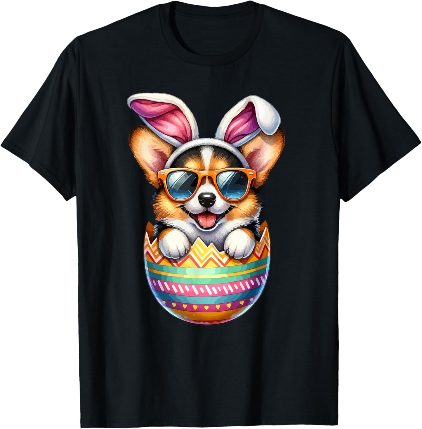 Cute Pembroke Welsh Corgi Egg Easter Day Dog Dad Dog Mom T-Shirt - T-Shirt | Black