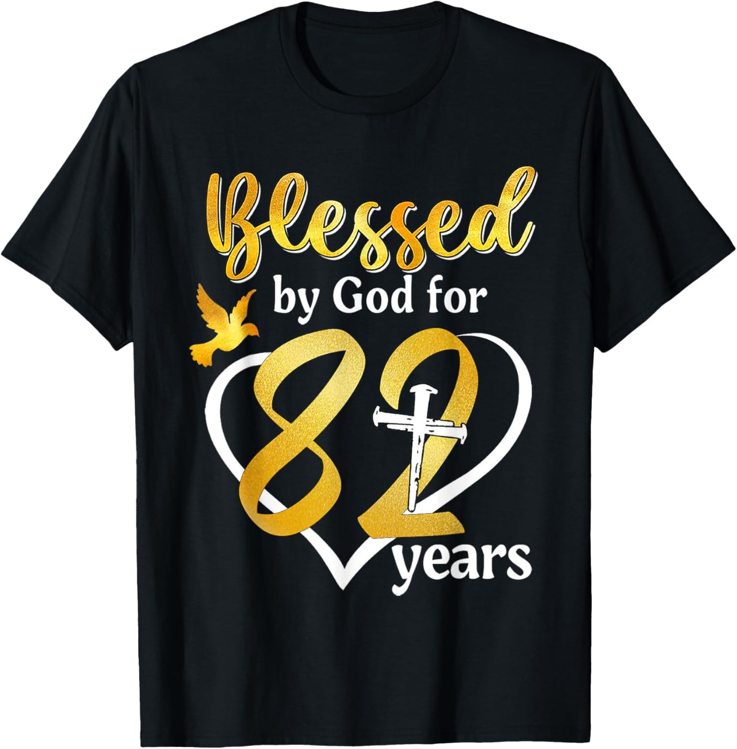 Blessed By God For 82 Years Old 82nd Birthday Party Women T-Shirt - T-Shirt | Black
