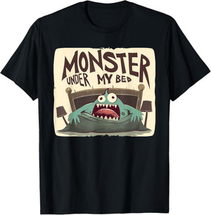 Funny scared Monster under Bed in Children's Room Costume T-Shirt - T-Shirt | Black