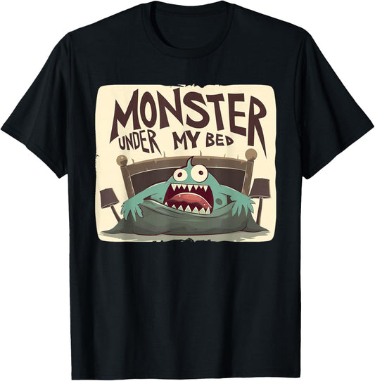 Funny scared Monster under Bed in Children's Room Costume T-Shirt - T-Shirt | Black