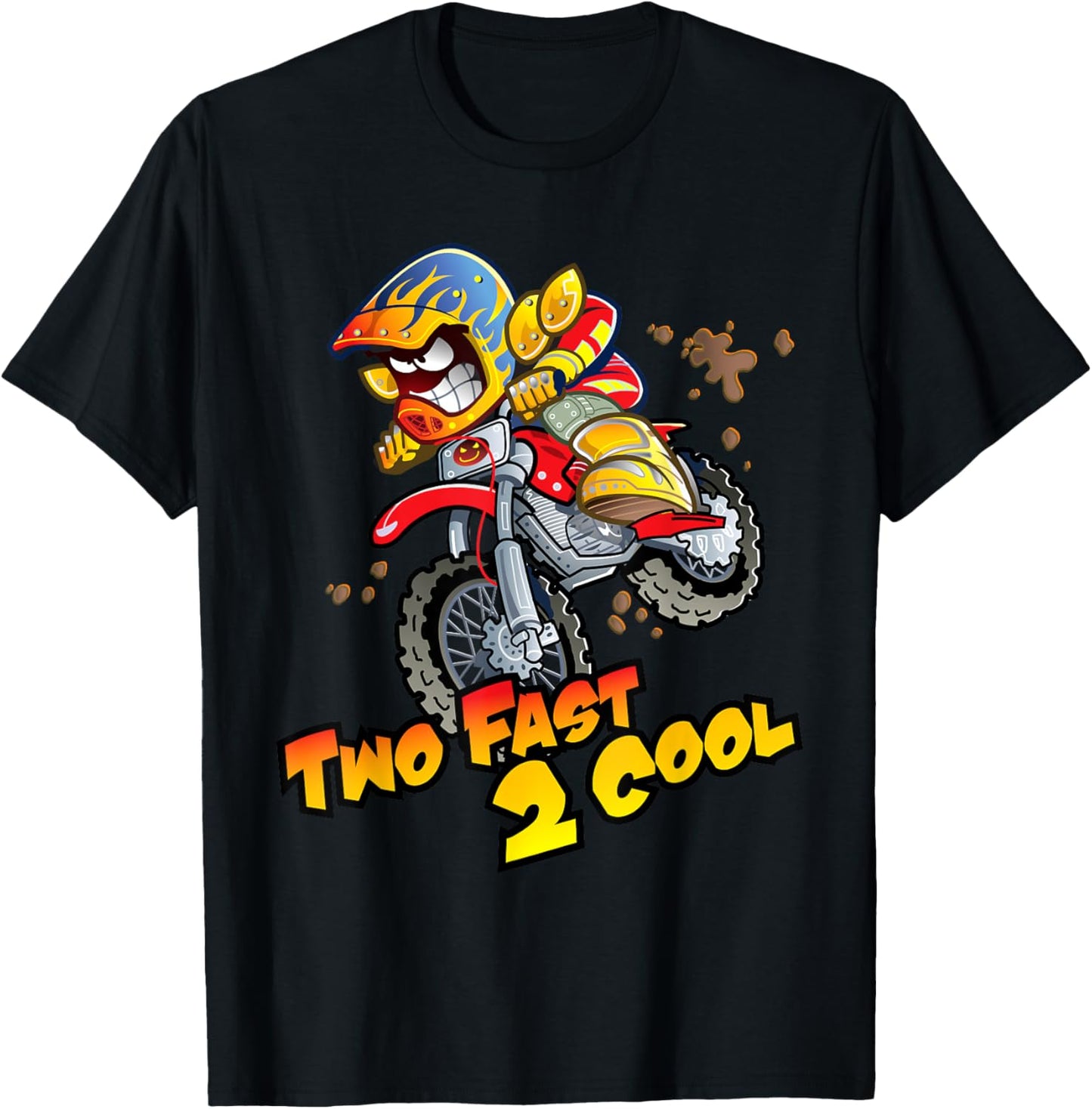 Two Fast 2 Cool Motocross Dirt Bike 2nd Birthday Party Gift T-Shirt - T-Shirt | Black