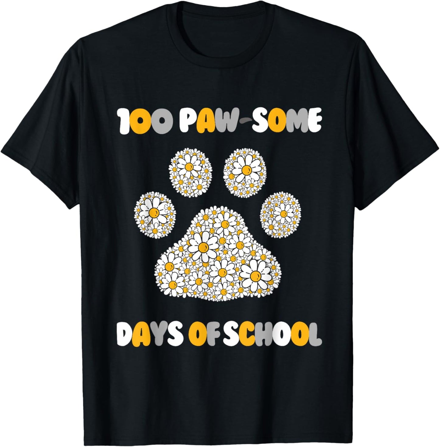 100 Paw-some Days of School Cat and dog 100th Day school T-Shirt - T-Shirt | Black
