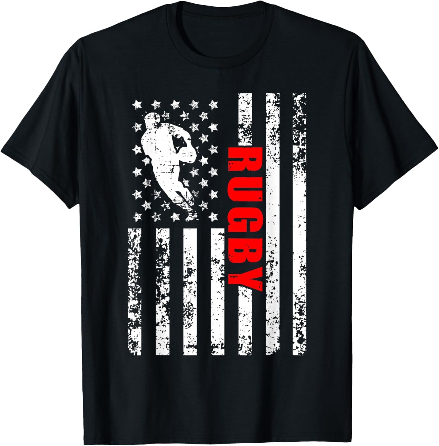 US American Flag Rugby Patriotic Rugby Girls Kids Men T-Shirt - T-Shirt | Black