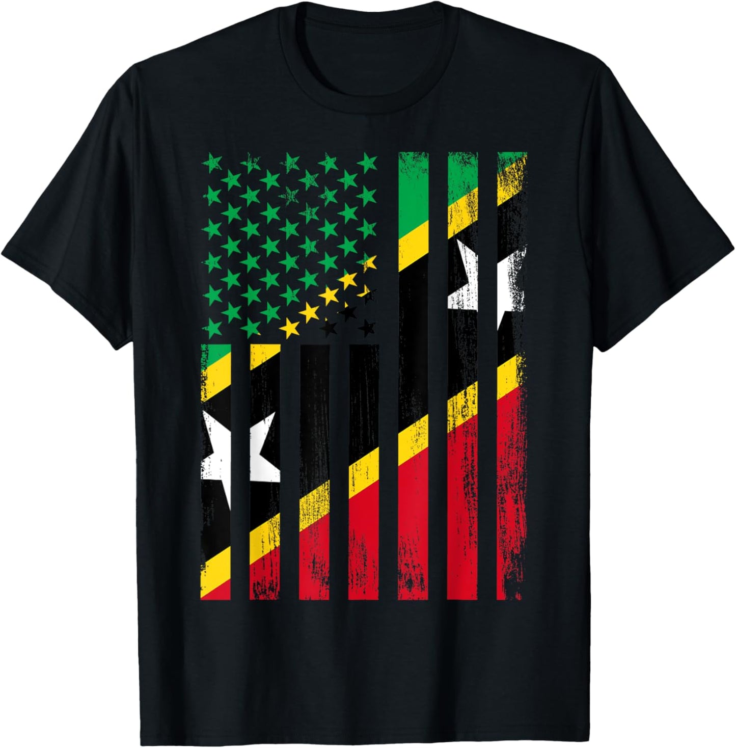 Saint Kitts and Nevis & USA T-Shirt - T-Shirt | Black
