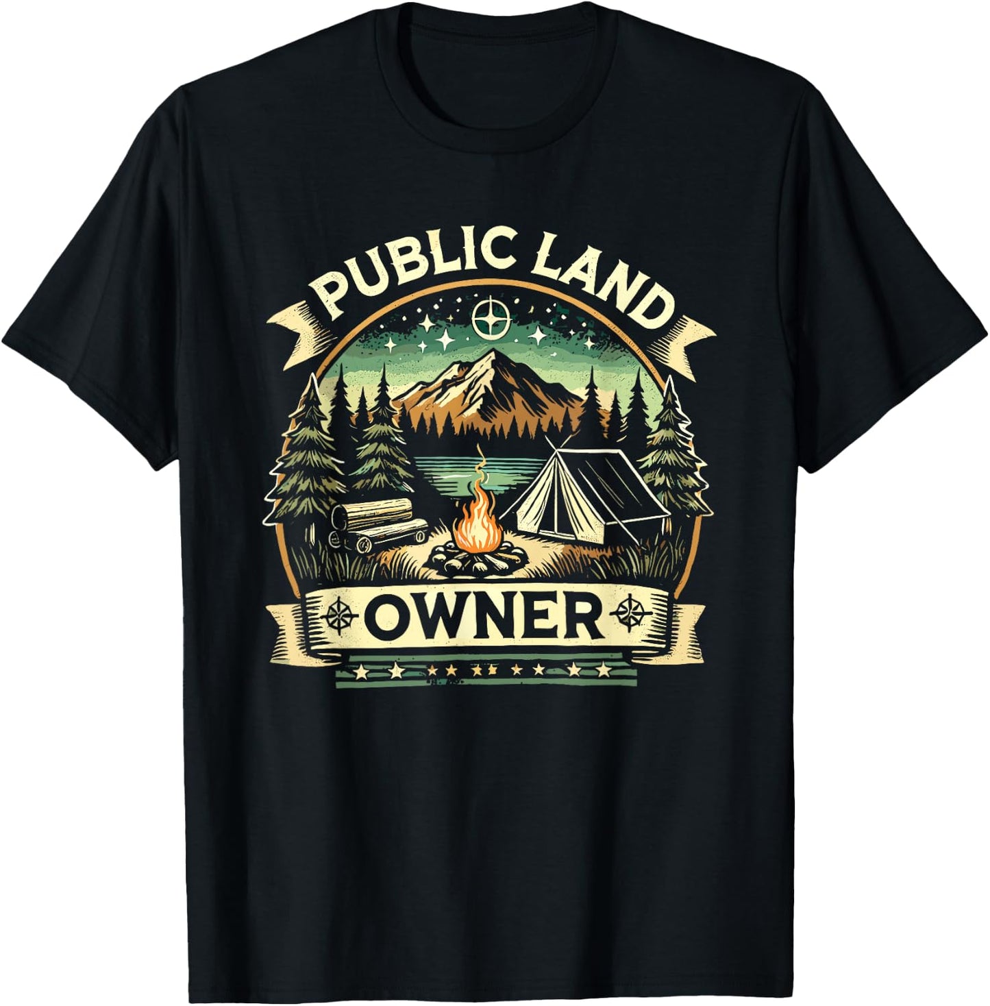 Public Land Owner Outdoor Camping T-Shirt - T-Shirt | Black