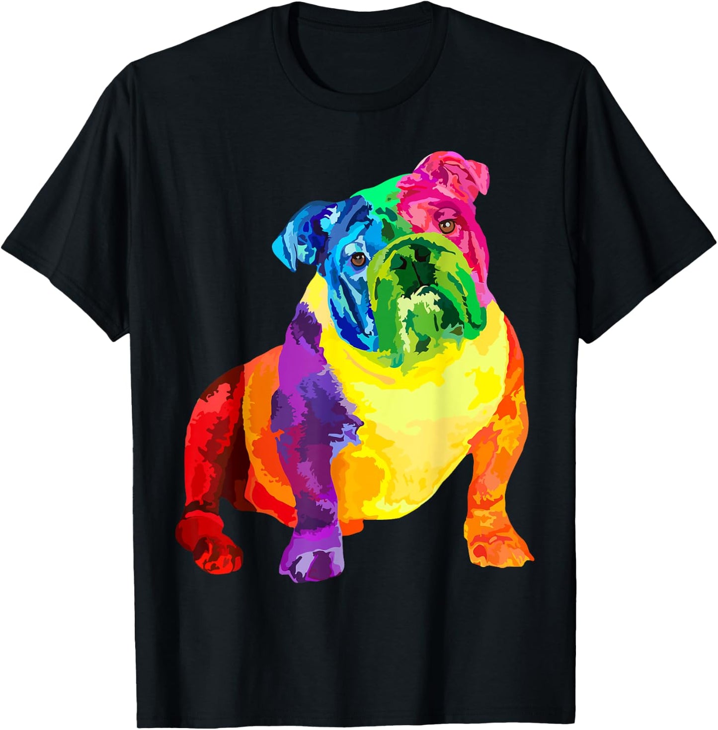 Dog Lover Gifts Colorful Cool English Bulldog T-Shirt - T-Shirt | Black