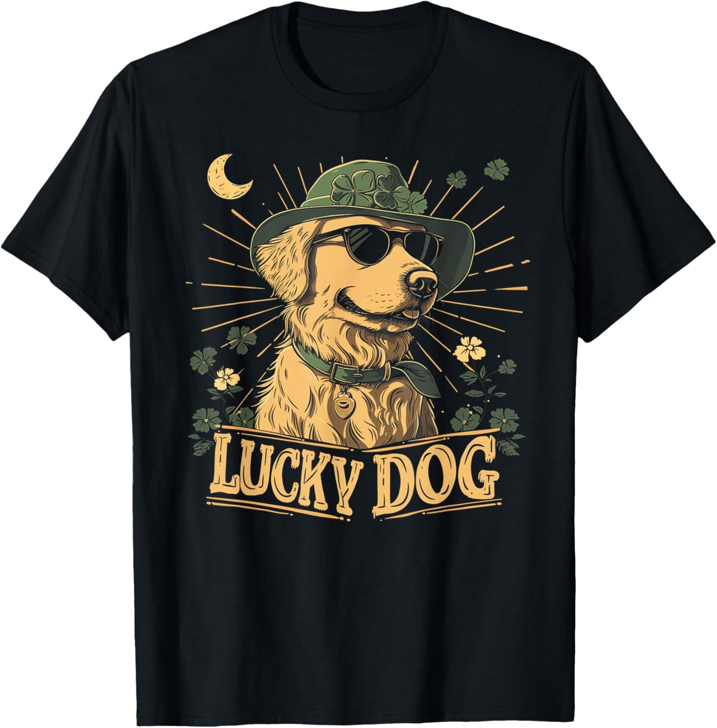 Golden Retriever Dog - St. Patrick's Day Saint Paddy's Irish Women Kids T-Shirt - T-Shirt | Black
