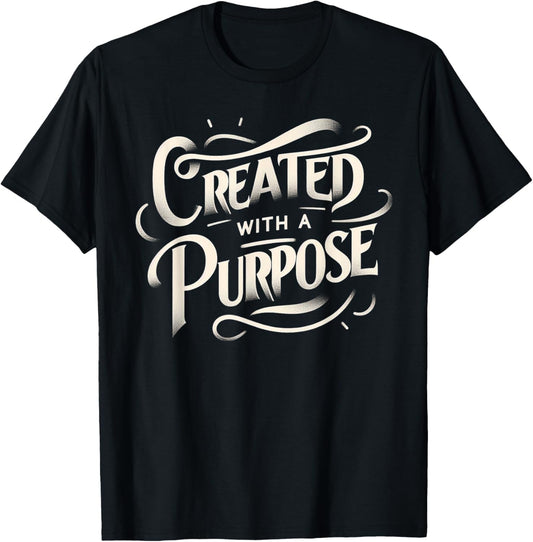 Created With a Purpose - Inspirational Motivational Cristian T-Shirt - T-Shirt | Black
