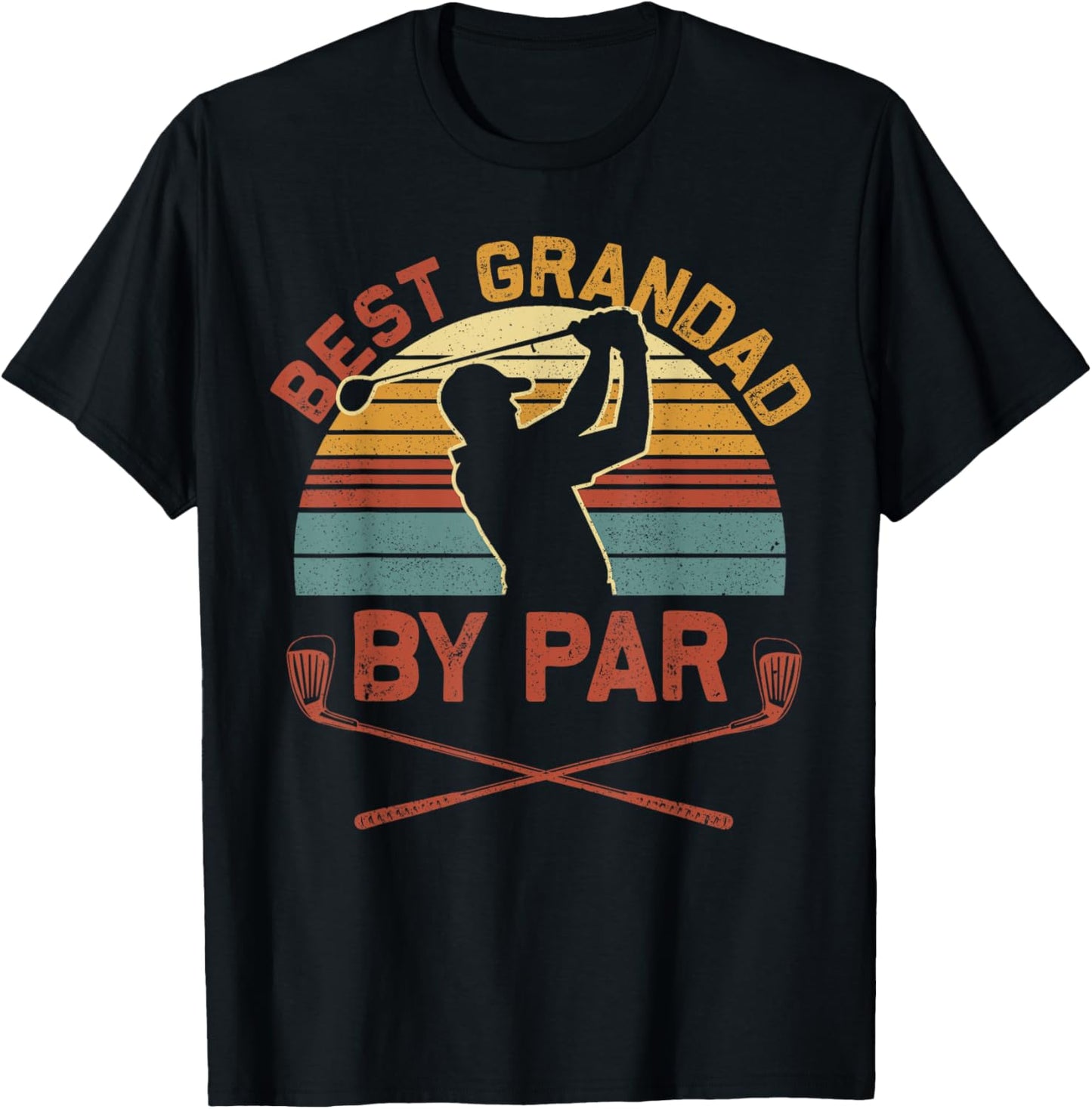 Best Grandad By Par Golfing Vintage Golf Lover Fathers Day T-Shirt - T-Shirt | Black