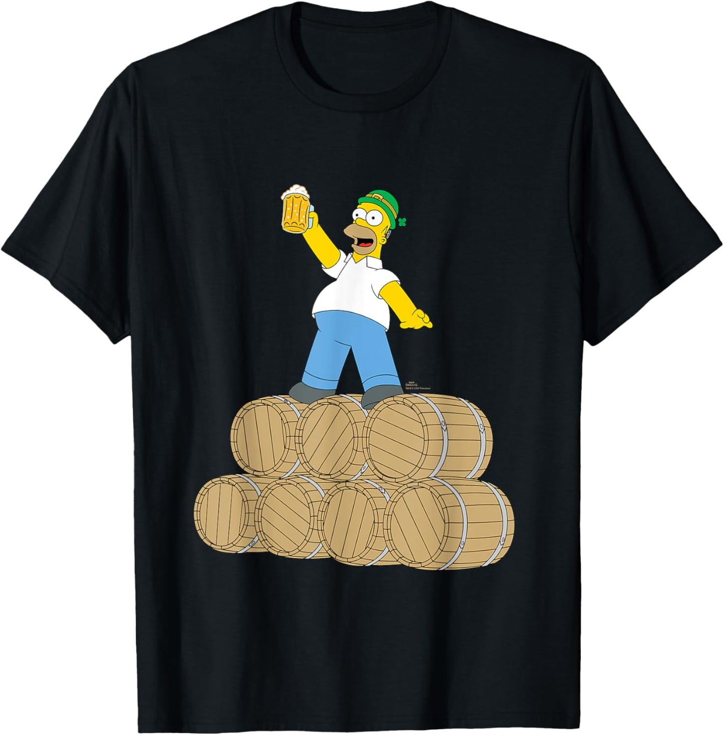 NEW The Simpsons St. Patrick's Day Homer Duff Beer Barrels T-Shirt - T-Shirt | Black