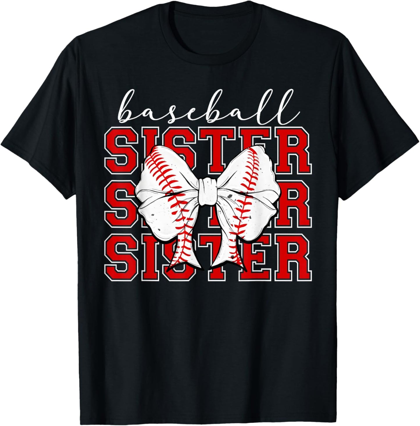Baseball Sister Vintage Sport Lover Sister Mothers Da T-Shirt - T-Shirt | Black