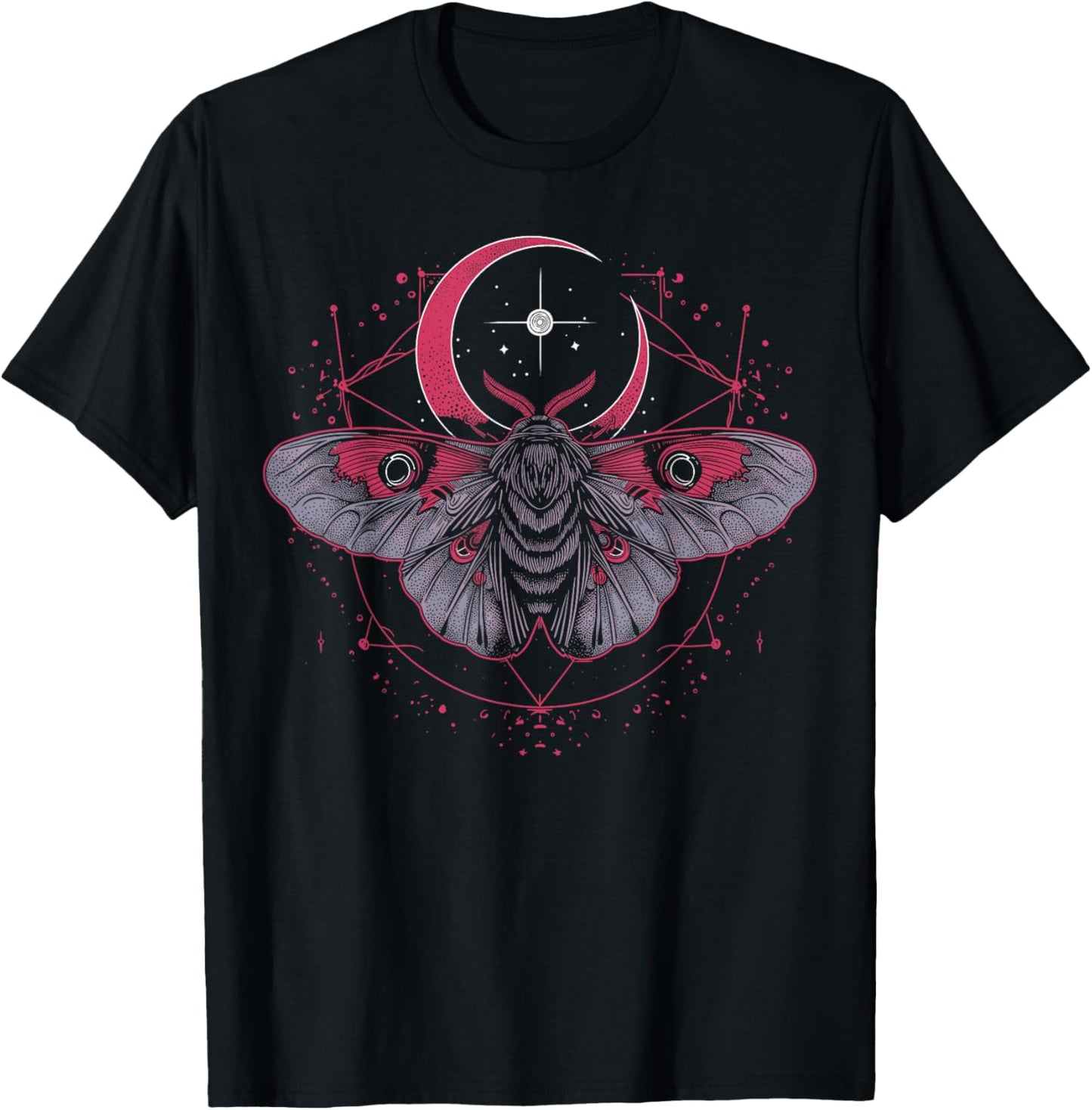 Celestial Moon Moth | Gothic Goth Witch Occult Aesthetic T-Shirt - T-Shirt | Black