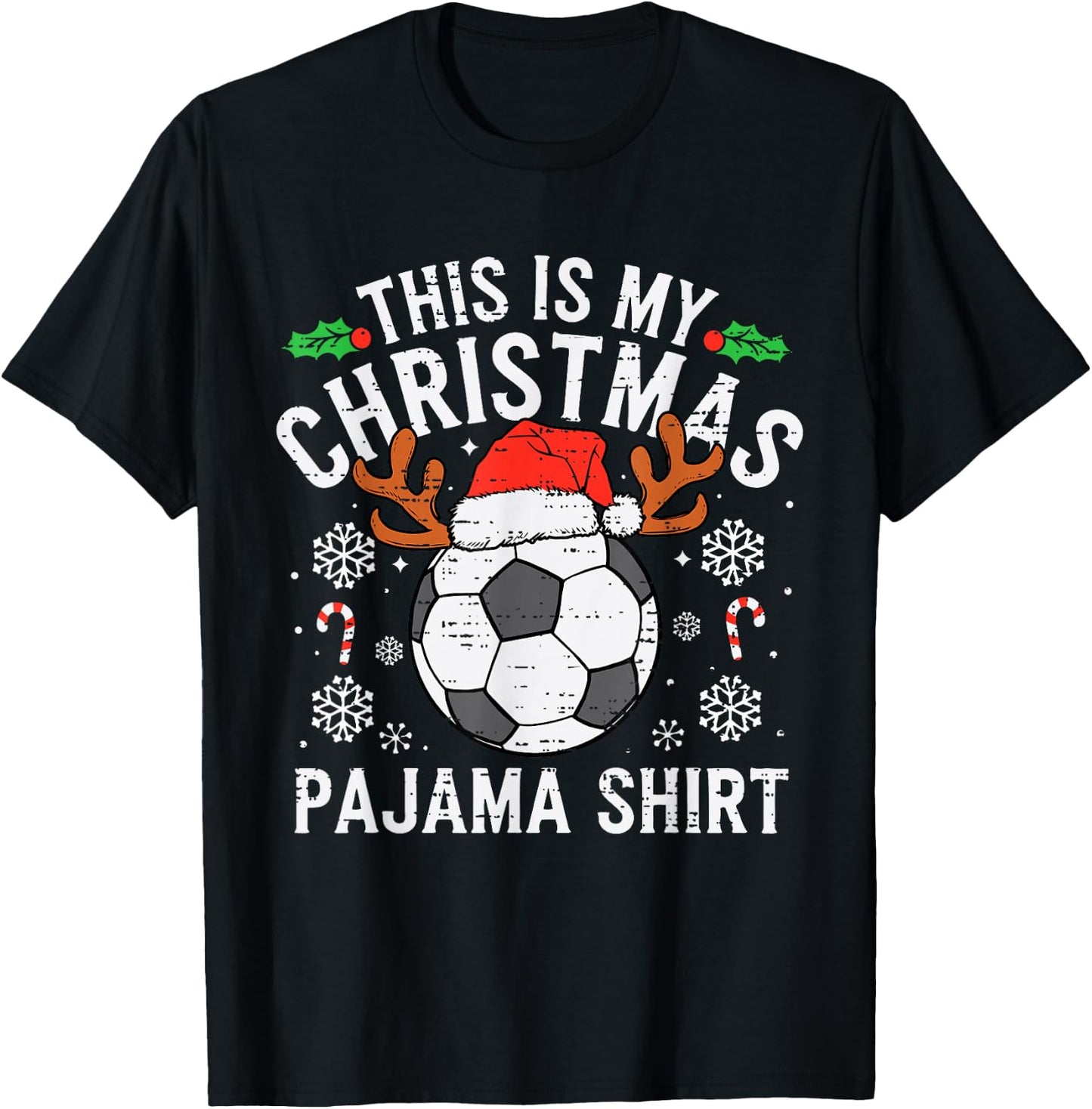 This Is My Soccer Christmas Pajama Shirt Sports Boy Kid T-Shirt - T-Shirt | Black