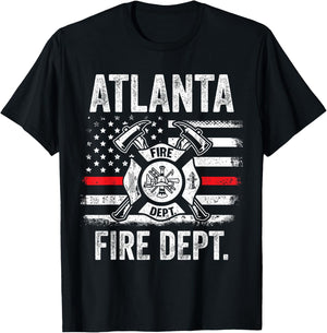 Atlanta Georgia Fire Department Thin Red Line Fireman T-Shirt - T-Shirt | Black